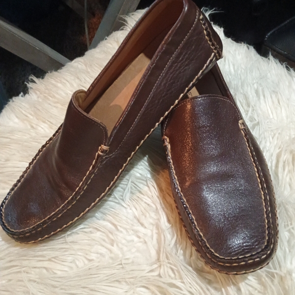 Men's Lucchese Luxurious Dark Brown Leather Driving Loafers - Picture 3 of 5